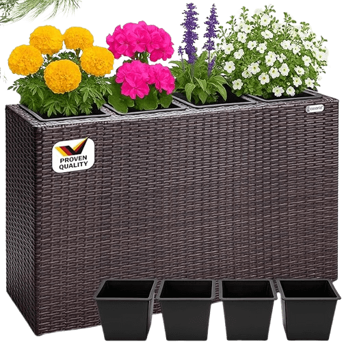 CASARIA® Flower Box Large Tall Rattan Flower Pot Planter