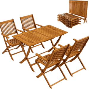 CASARIA® Sydney Wooden Garden Dining Table and Chairs Set